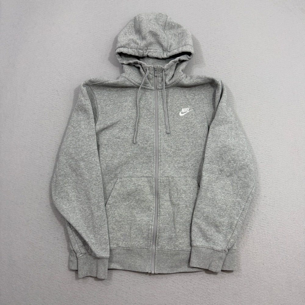 Nike Full Zip Hoodie Men Large Gray Sportswear Club Fleece BV2645-063 Casual